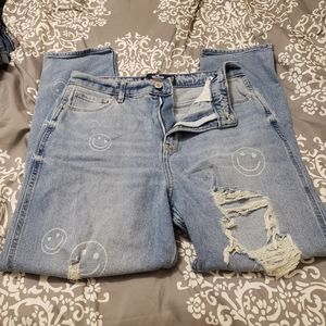 Smiley face Hollister mom jeans